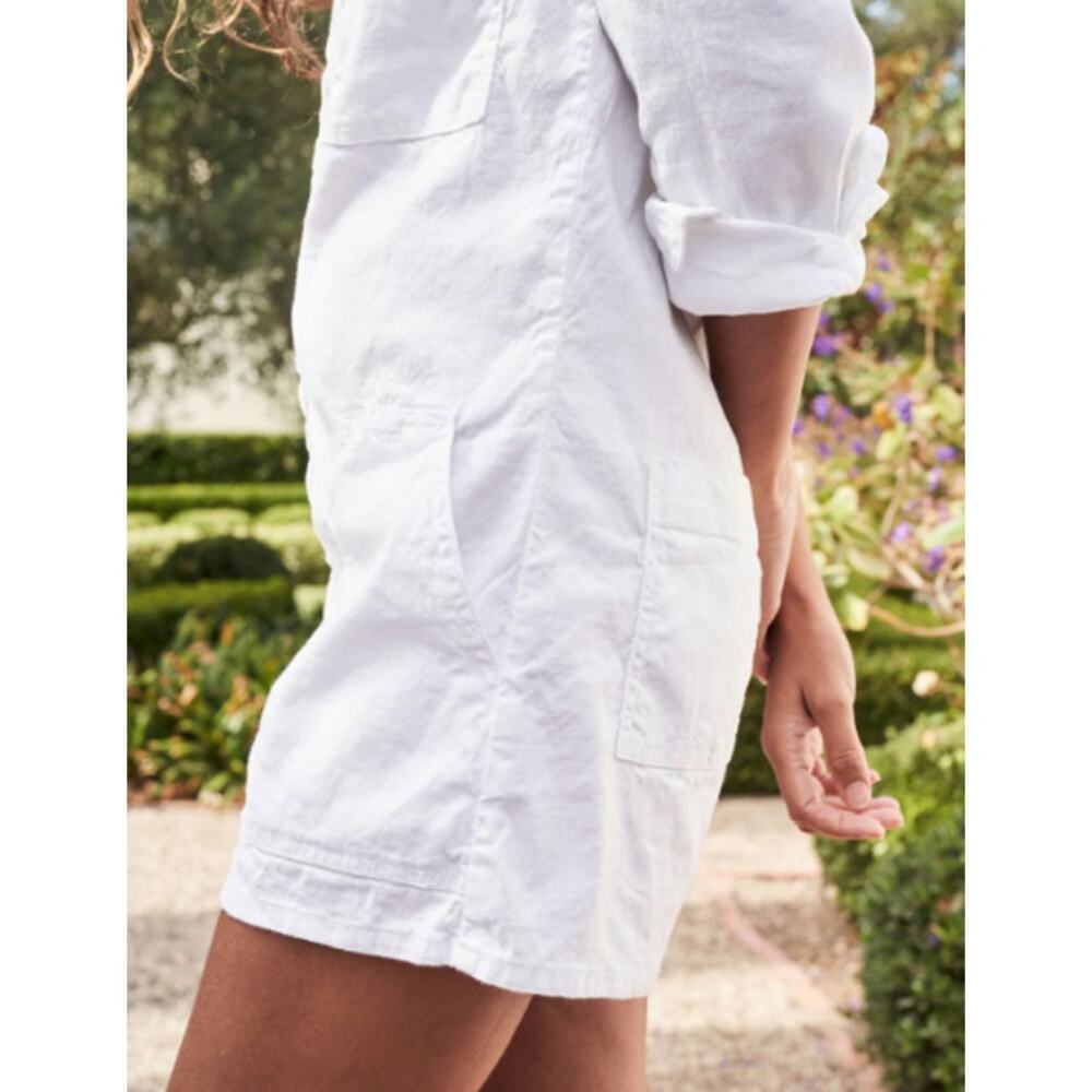 Frank & Eileen Ireland Playsuit Romper L White Linen Blend Made in USA - Picture 2 of 14